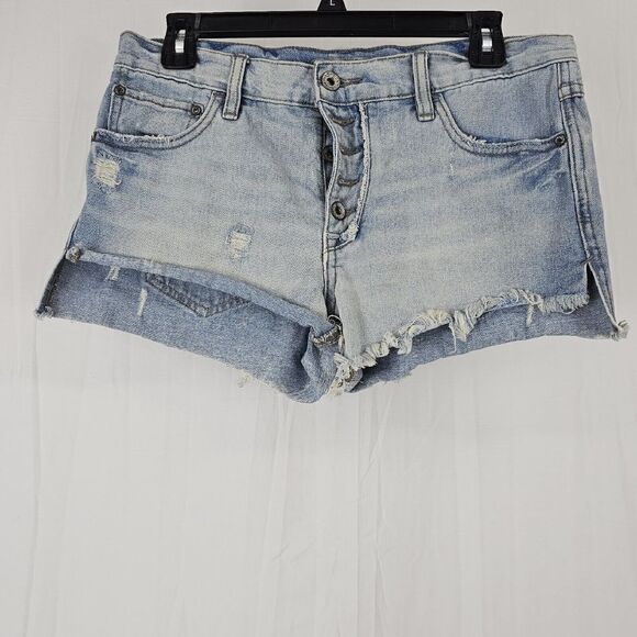 Free People High Rise Rugged Shorts In Fawn Womens Size 26 Cut Offs - Picture 1 of 6